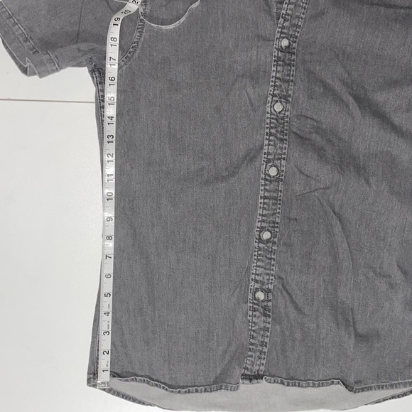 Men's Topman Gray Short Sleeve Denim Shirt - Picture 7 of 9